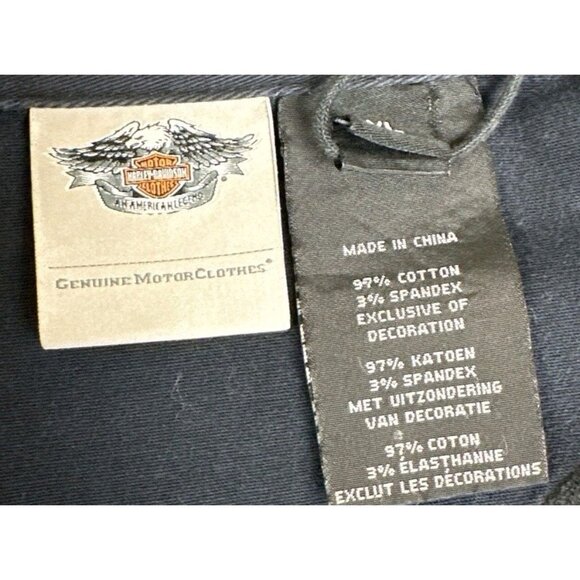 Harley Davidson Woman XL Black Denim Sleeveles Vest Biker Rhinestone Embellished - Picture 5 of 6